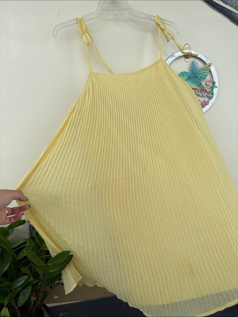 BCBGeneration Yellow Pleated Strapless Sundress